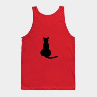 Back View Of An Insubordinate Cat Black Silhouette Tank Top